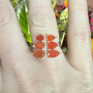 Red Jasper Adjustable Silver Ring